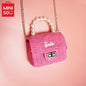 GrilsBag-MINISO Barbie  Mini Small Fragrance Crossbody Bag Cute Hand Bag MiniBag For Girls With Pearl Chain Lovely BirthdayGift Christmas Gift