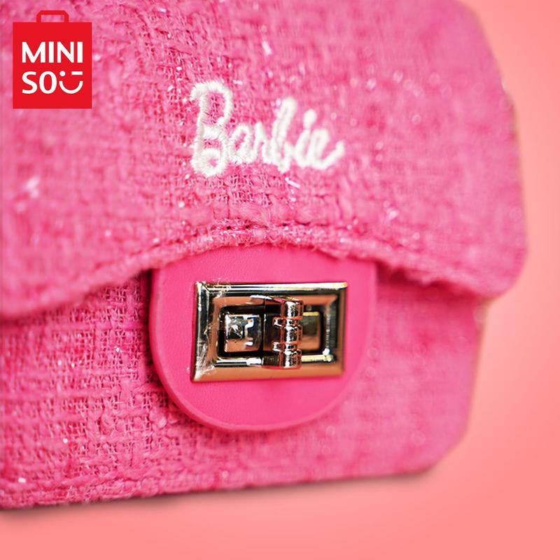 GrilsBag-MINISO Barbie  Mini Small Fragrance Crossbody Bag Cute Hand Bag MiniBag For Girls With Pearl Chain Lovely BirthdayGift Christmas Gift