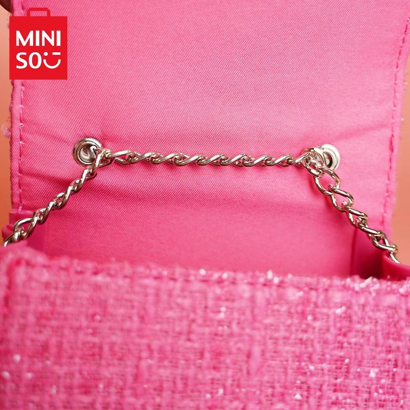 GrilsBag-MINISO Barbie  Mini Small Fragrance Crossbody Bag Cute Hand Bag MiniBag For Girls With Pearl Chain Lovely BirthdayGift Christmas Gift