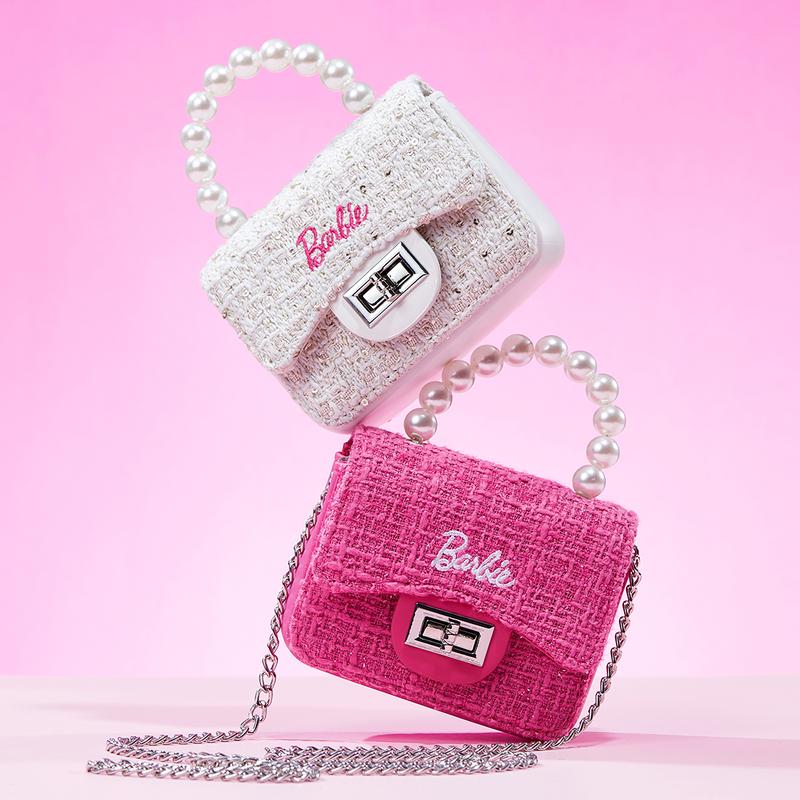 GrilsBag-MINISO Barbie  Mini Small Fragrance Crossbody Bag Cute Hand Bag MiniBag For Girls With Pearl Chain Lovely BirthdayGift Christmas Gift