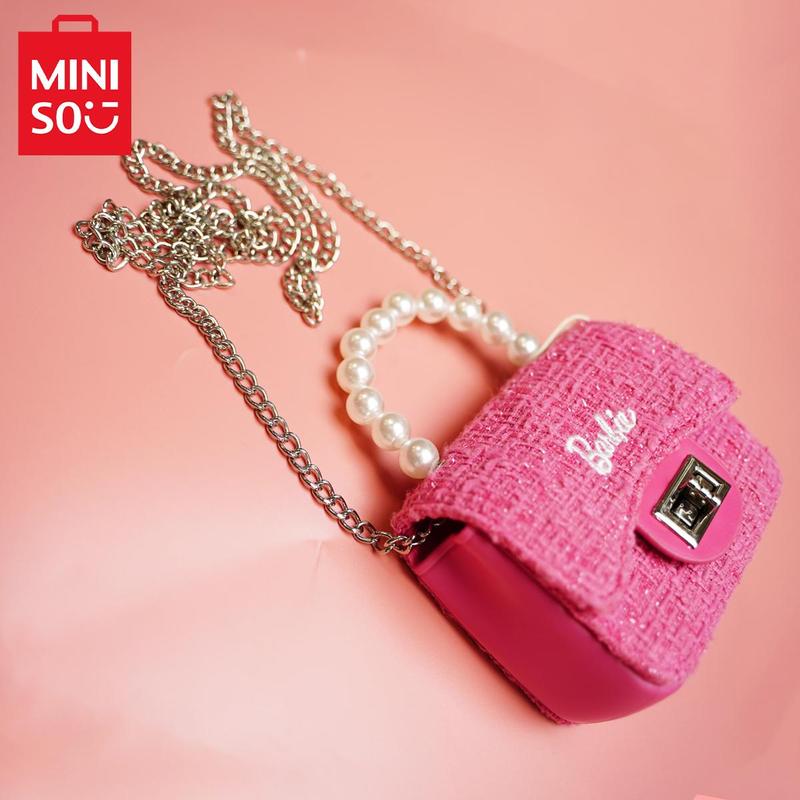 GrilsBag-MINISO Barbie  Mini Small Fragrance Crossbody Bag Cute Hand Bag MiniBag For Girls With Pearl Chain Lovely BirthdayGift Christmas Gift